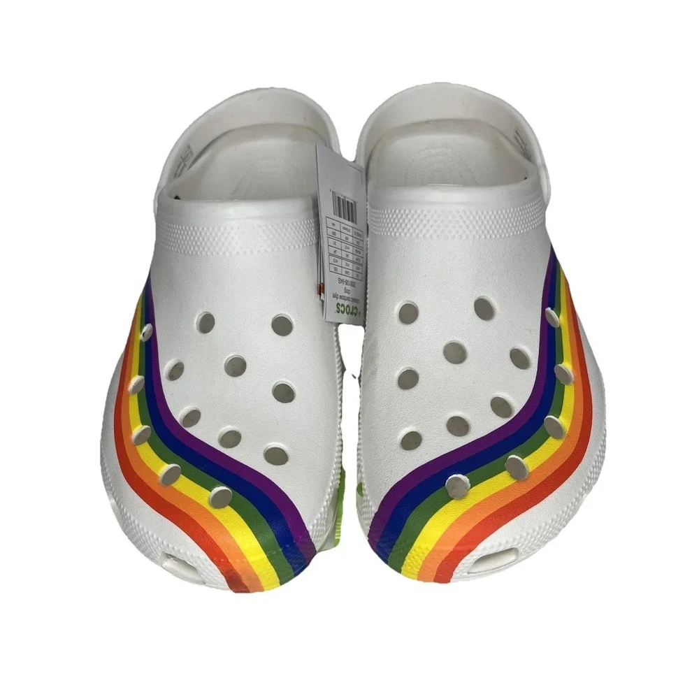 NWT Men's Crocs Classic Rainbow Dye Clog Size 13 Pride Comfort Slip On Shoe